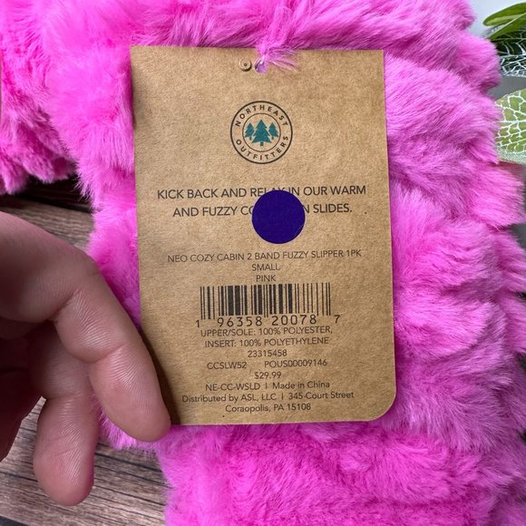 NWT Northeast Outfitters Cozy Cabin Fuzzy Slide Slipper Women's Size 4-6 (Pink) - Picture 8 of 9